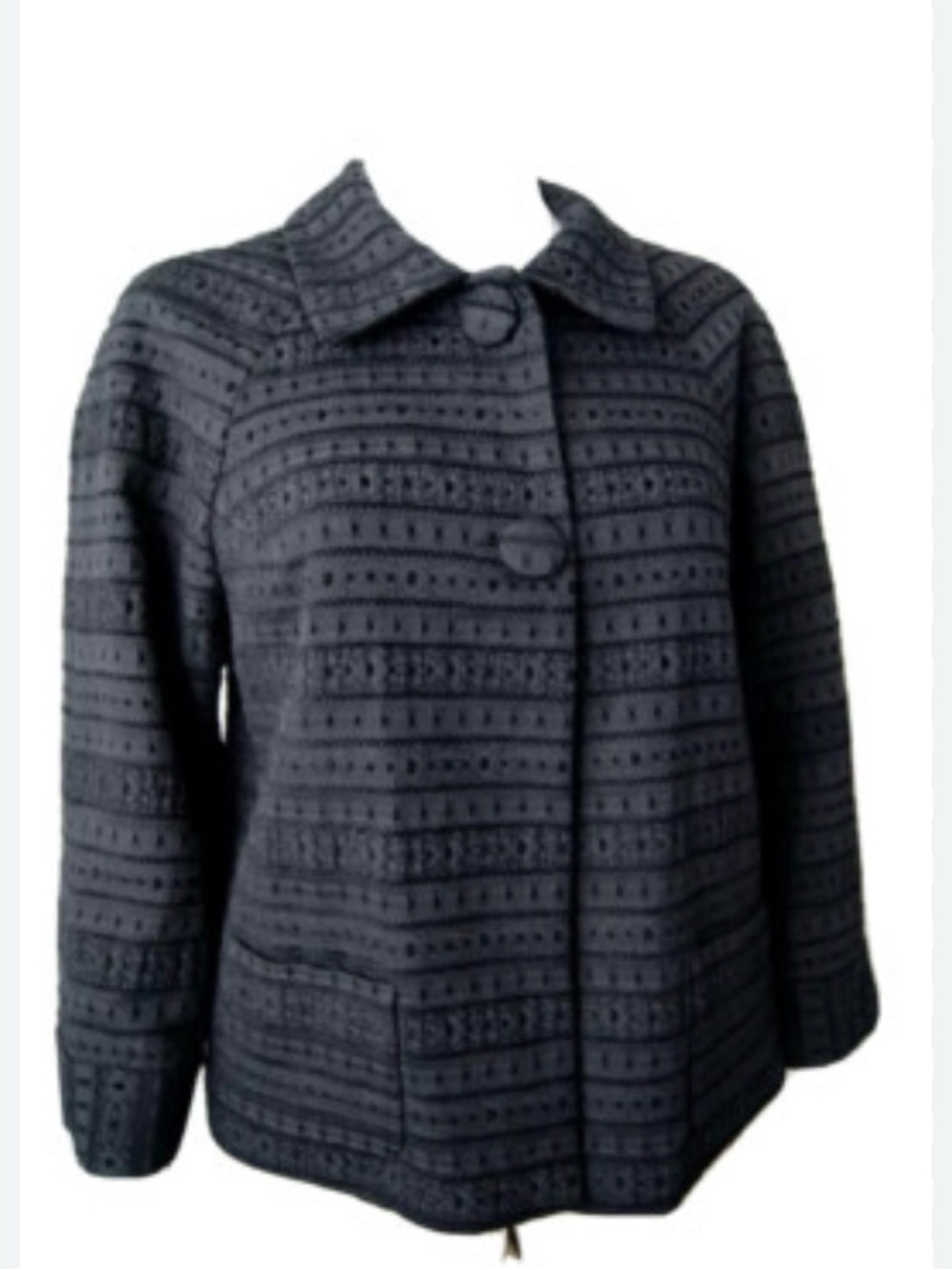 Josephine Chaus Black Textured Button-Front Jacket